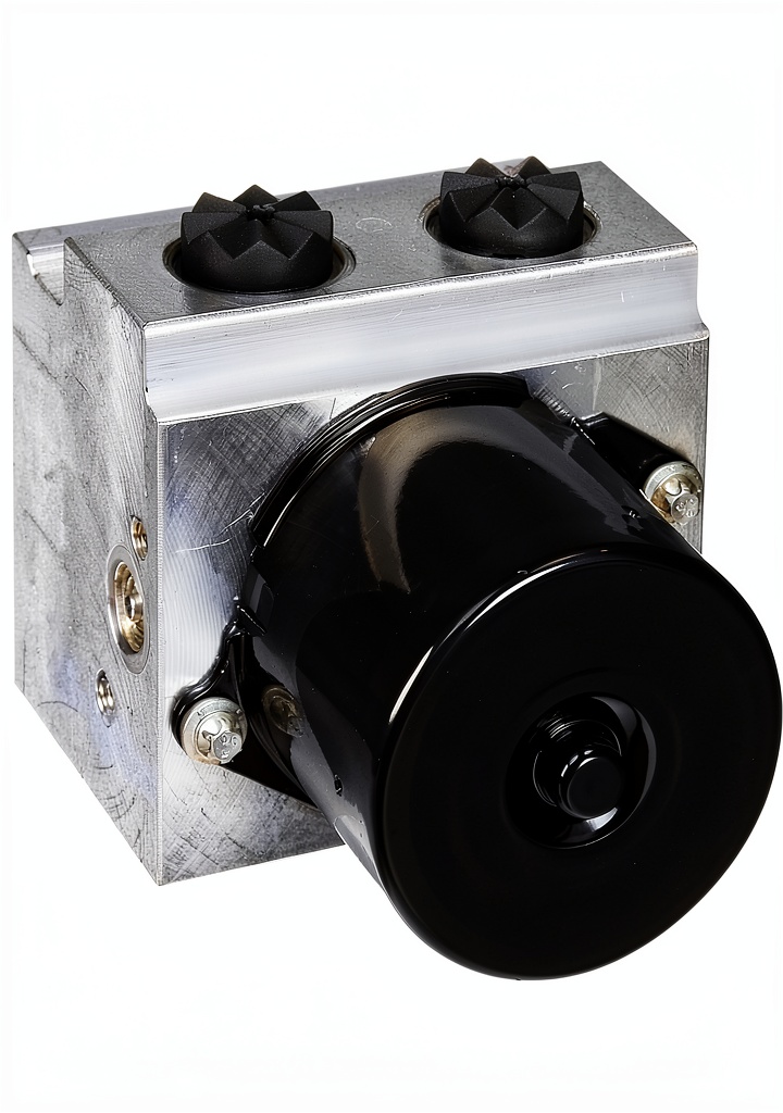 Installing GM Genuine Parts Brake Pressure Modulator Valve on a wooden workbench