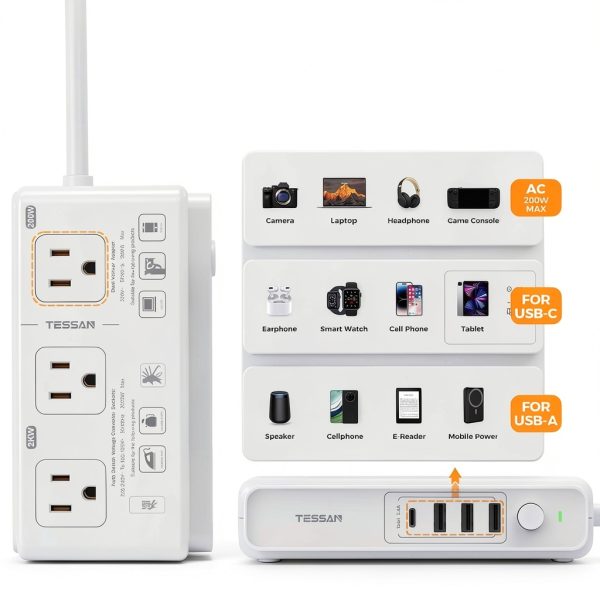 LongRich 7-in-1 Travel Adapter with 2000W Converter White TUS-2-3