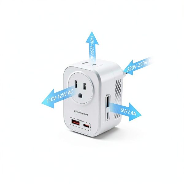 Voltage Converter 220 to 110 6‑in‑1 Adapter by Shayangyoung with PD-1