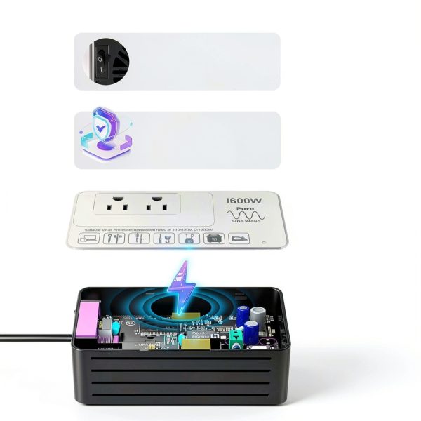 220V to 110V Voltage Converter HYTED 1600W Dual Color Black White-4