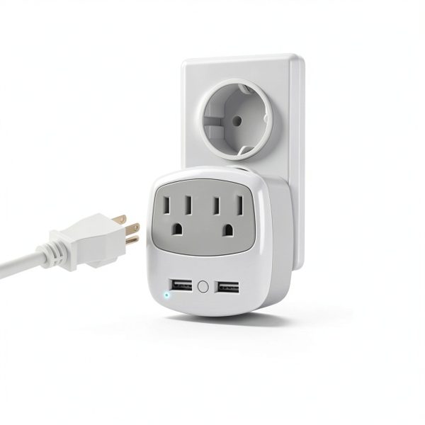 TESSAN US to Europe Plug Adapter 4-in-1 with 2 USB Ports TS-WM02-EU-2