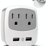 TESSAN US to Europe Plug Adapter 4-in-1 with 2 USB Ports TS-WM02-EU-0