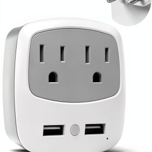 TESSAN US to Europe Plug Adapter 4-in-1 with 2 USB Ports TS-WM02-EU-0