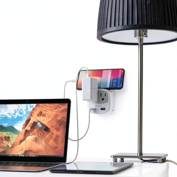 TESSAN US to Europe Plug Adapter 4-in-1 with 2 USB Ports TS-WM02-EU-4