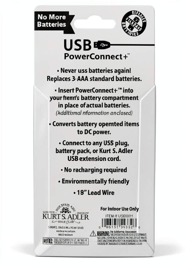 USB Power Converter by Kurt S Adler Plastic Copper Mini 3 AAA-2
