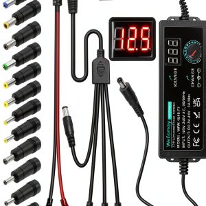 Shi He Yu DC Power Splitter 4‑Way Adjustable 72W with 14 Tips-0