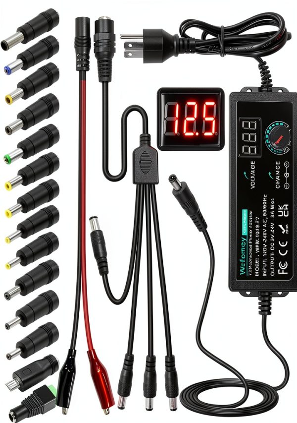 Shi He Yu DC Power Splitter 4‑Way Adjustable 72W with 14 Tips-0