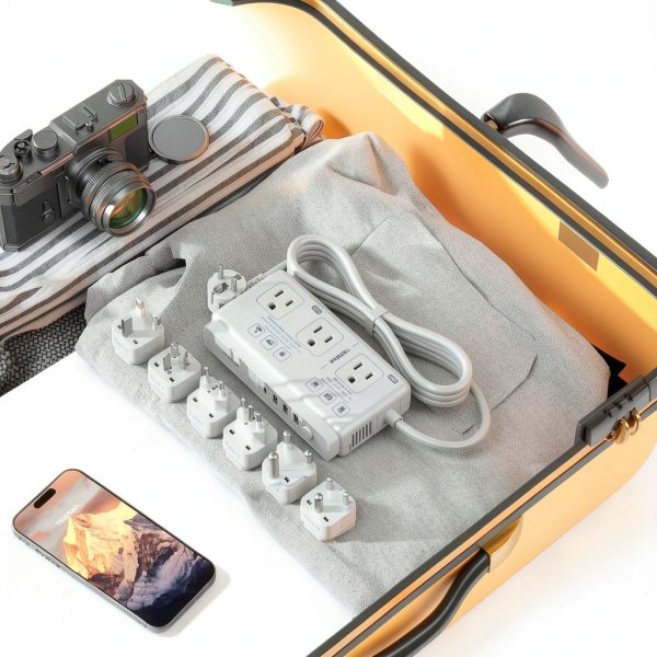 LongRich 7-in-1 Travel Adapter with 2000W Converter White TUS-2-6