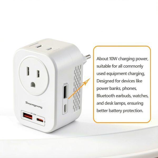 Voltage Converter 220 to 110 6‑in‑1 Adapter by Shayangyoung with PD-5