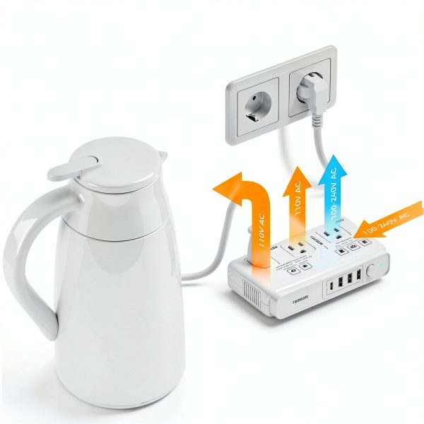 LongRich 7-in-1 Travel Adapter with 2000W Converter White TUS-2-4