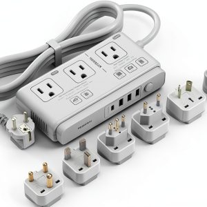 LongRich 7-in-1 Travel Adapter with 2000W Converter White TUS-2-0