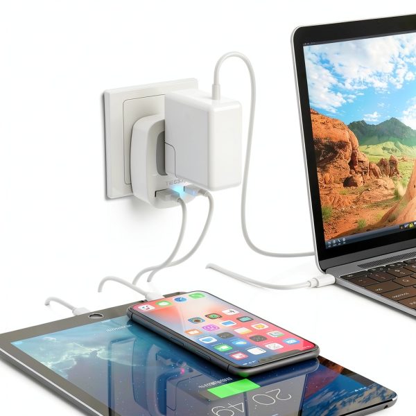 Tessan US to Europe 3-in-1 Plug Adapter Type C Gray 2.8×2.3×2.6in-6