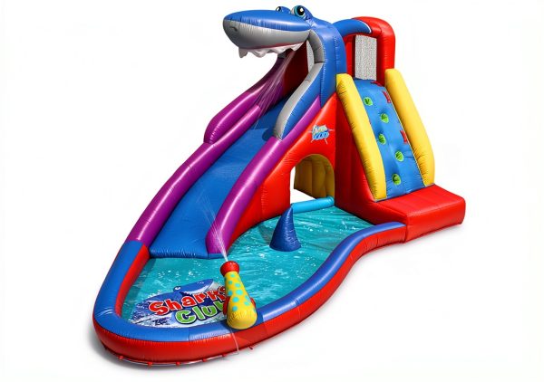 ACTION AIR Inflatable Water Slide Red Shark Bounce House Thick-5