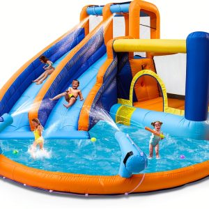 Inflatable Water Slide House JOYLDIAS Double Slide Splash Pool-0