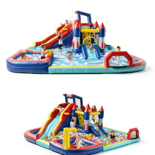 Large Inflatable Water Slide Park, 19x17x8 Ft 10 in 1 Water Bounce House with Blower, Dual Splash Pool, Water Cannon, Basketball & Soccer, Water Slides Bouncy Castle for 3-10 Kids Outdoor Backyard-5