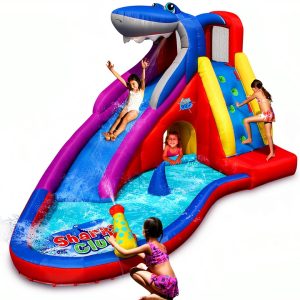 ACTION AIR Inflatable Water Slide Red Shark Bounce House Thick-0