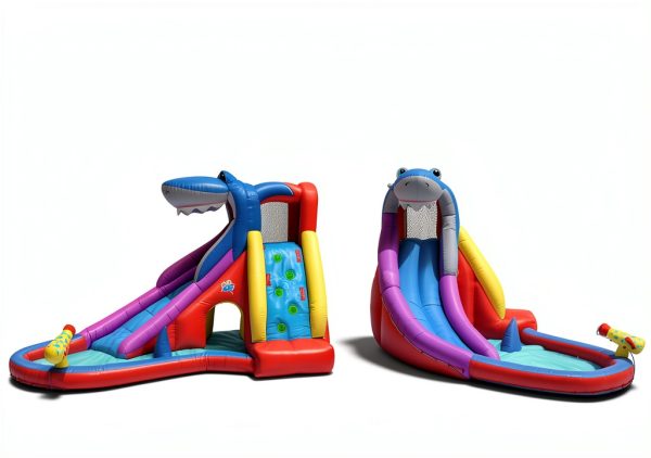 ACTION AIR Inflatable Water Slide Red Shark Bounce House Thick-1