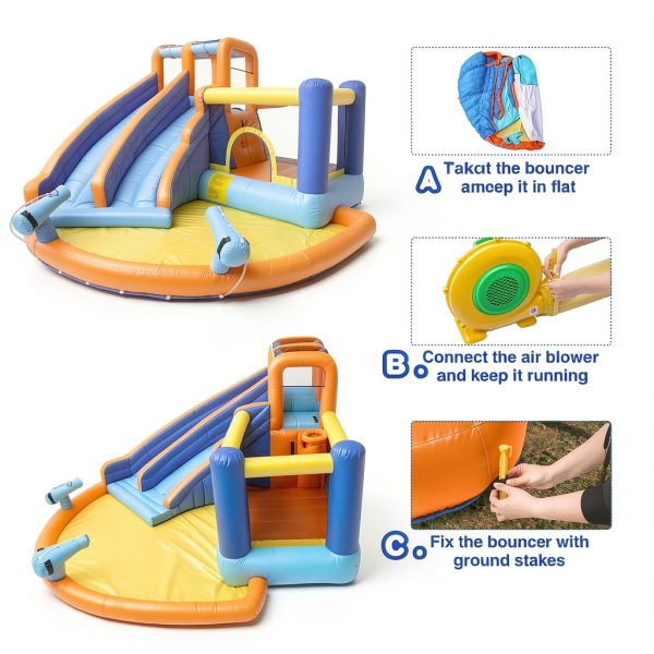 Inflatable Water Slide House JOYLDIAS Double Slide Splash Pool-4