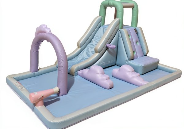 Bounceland Splash N’ Dash Dream Water Slide, 14.4ft L x 9.1ft W x 6.8ft H inflated Size, Outdoor Fun w/Long Slide, Giant Splash Pool, Water Spray, Climbing Wall, Active Play for Kids-0