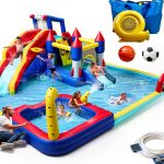 Large Inflatable Water Slide Park, 19x17x8 Ft 10 in 1 Water Bounce House with Blower, Dual Splash Pool, Water Cannon, Basketball & Soccer, Water Slides Bouncy Castle for 3-10 Kids Outdoor Backyard-0