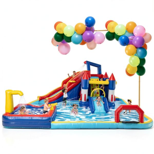 Large Inflatable Water Slide Park, 19x17x8 Ft 10 in 1 Water Bounce House with Blower, Dual Splash Pool, Water Cannon, Basketball & Soccer, Water Slides Bouncy Castle for 3-10 Kids Outdoor Backyard-6