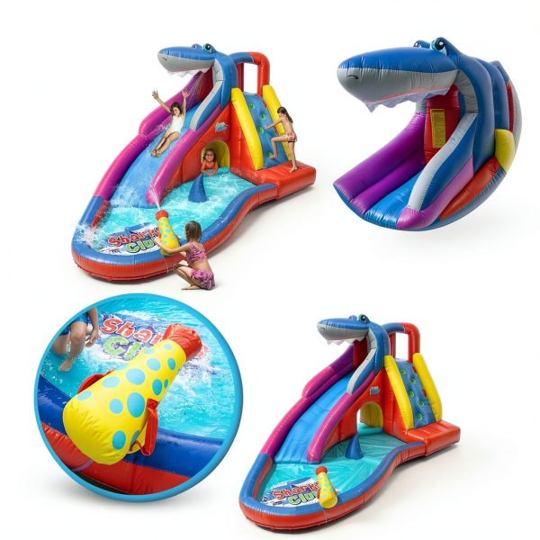 ACTION AIR Inflatable Water Slide Red Shark Bounce House Thick-3