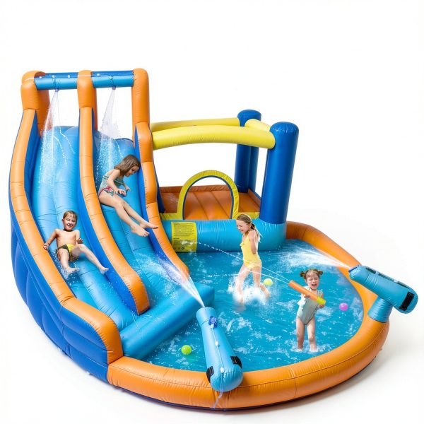 Inflatable Water Slide House JOYLDIAS Double Slide Splash Pool-5