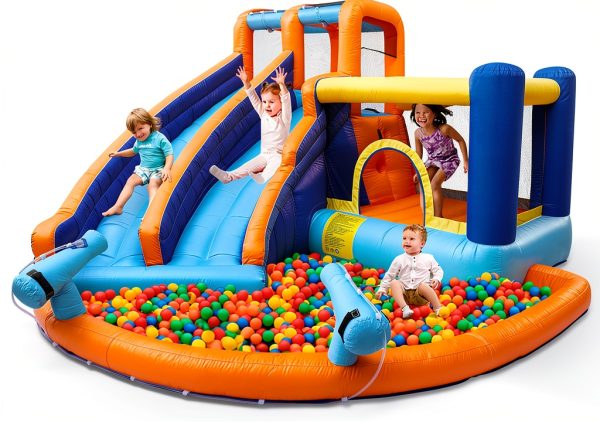 Inflatable Water Slide House JOYLDIAS Double Slide Splash Pool-7