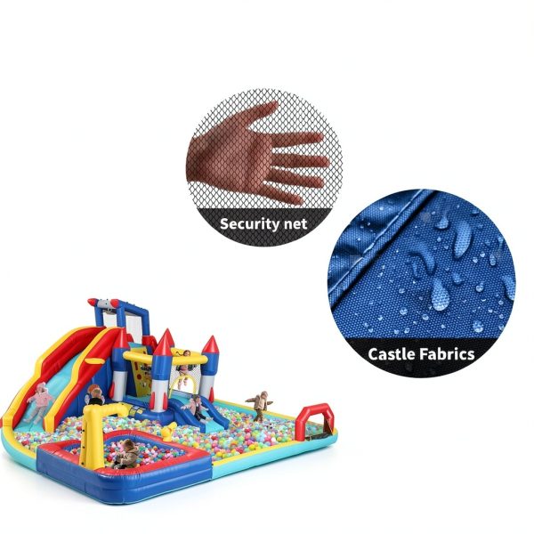 Large Inflatable Water Slide Park, 19x17x8 Ft 10 in 1 Water Bounce House with Blower, Dual Splash Pool, Water Cannon, Basketball & Soccer, Water Slides Bouncy Castle for 3-10 Kids Outdoor Backyard-4