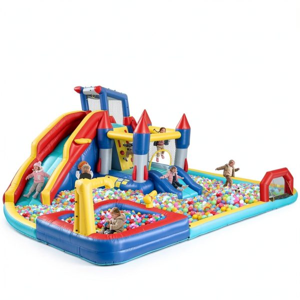 Large Inflatable Water Slide Park, 19x17x8 Ft 10 in 1 Water Bounce House with Blower, Dual Splash Pool, Water Cannon, Basketball & Soccer, Water Slides Bouncy Castle for 3-10 Kids Outdoor Backyard-3