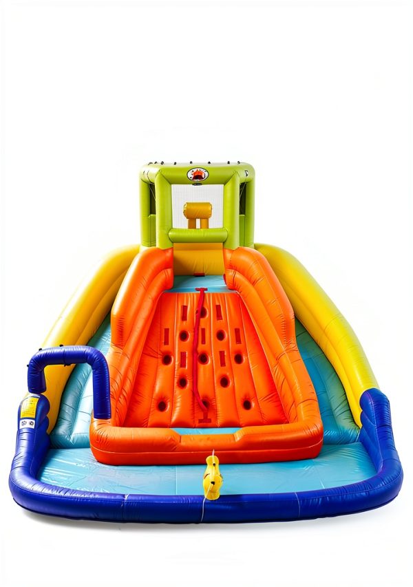 Inflatable Water Slide, Bounce House with Water Bucket, Deep Pool, Climbing Wall with Rope, Bouncy Castle with Air Blower-6