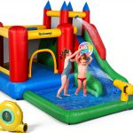 Outsunny 6-in-1 Kids Bounce House Water Slide with Pool & Cannon-0