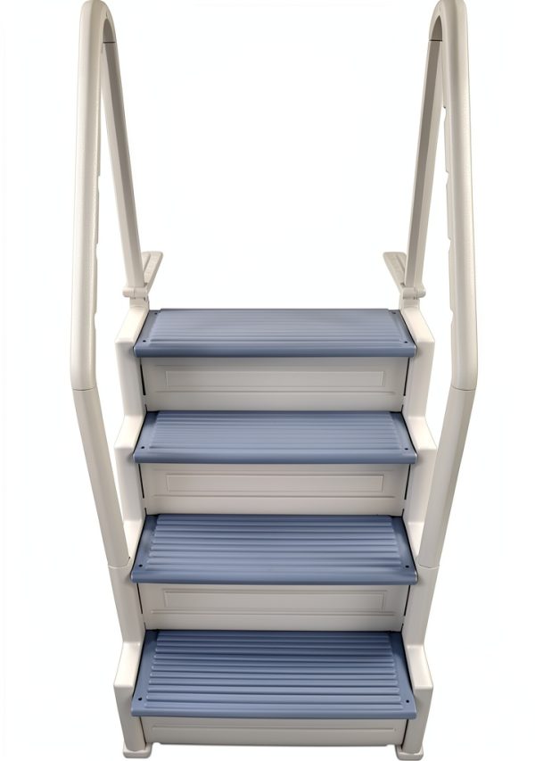 Confer Plastics Step-1X: Sturdy Above Ground Entry System with Dual Handrails and Slip-Resistant Steps, Easy Installation, Supports up to 400 lbs - Proudly Made in USA. Warm Grey with Grey Treads-2