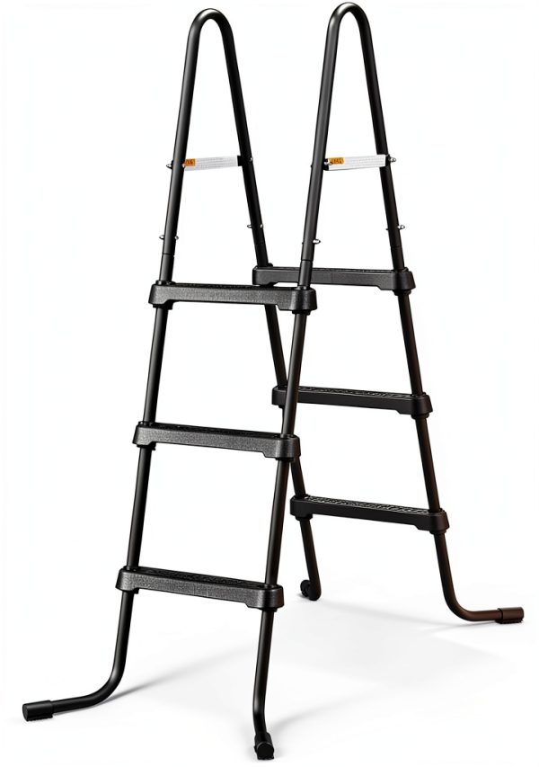Funsicle SureStep 3 Step Lightweight Steel Outdoor Above Ground Swimming Pool Ladder with Non Slip Feet for Outdoor Use, Black-0