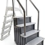 Aqua Select Anti Slip In Pool Steps with Ladder Gray/White 48-54" Deck-0