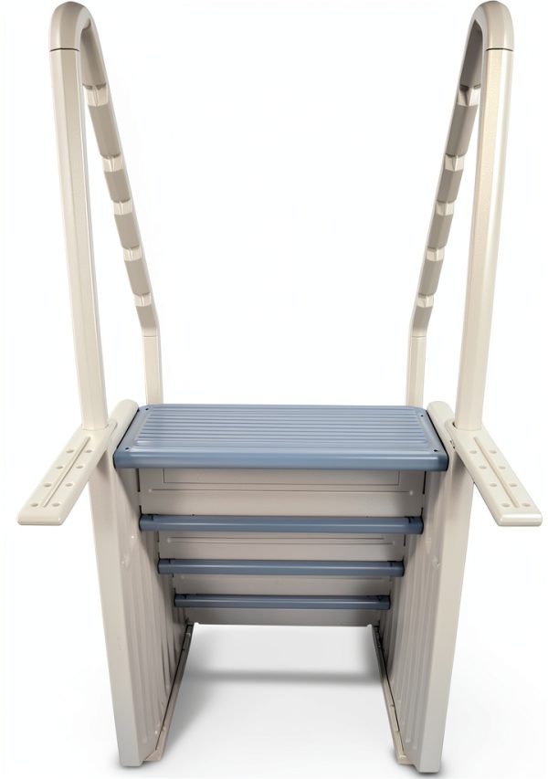 Confer Plastics Step-1X: Sturdy Above Ground Entry System with Dual Handrails and Slip-Resistant Steps, Easy Installation, Supports up to 400 lbs - Proudly Made in USA. Warm Grey with Grey Treads-4