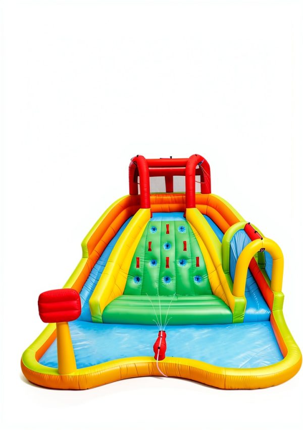 Inflatable Water Double Slides Park, Bounce House with Arched Water Gun Spray, Jumping Castle with Air Blower-6