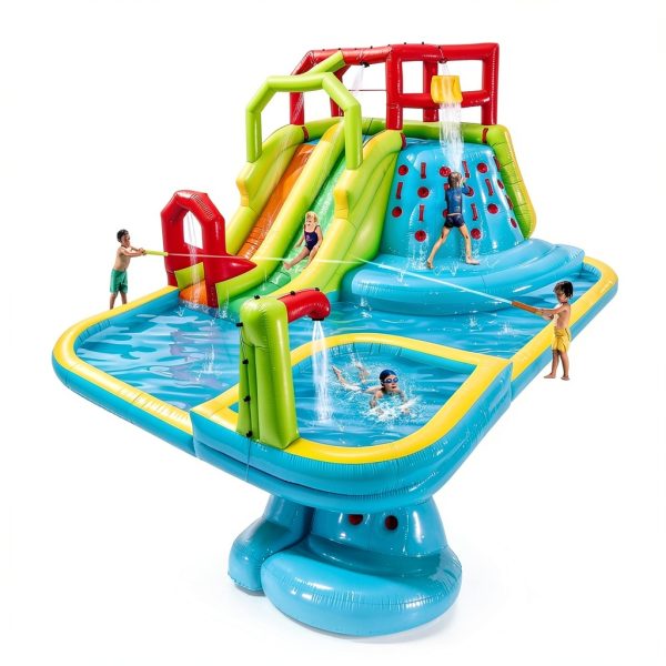Inflatable Water Slide Park by WELLFUNTIME with Deep Pool 191x157x100-6