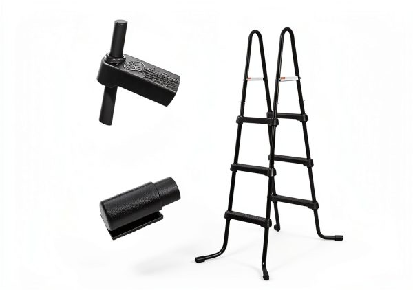 Funsicle SureStep 3 Step Lightweight Steel Outdoor Above Ground Swimming Pool Ladder with Non Slip Feet for Outdoor Use, Black-1
