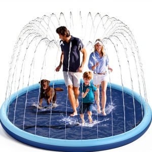 Non-Slip Splash Pad for Kids and Dog, 80" Extra Large Baby Play Mat, Dog Pool Toys, Thicken Sprinkler Pool Summer Outdoor Water Toys for Ages 3-12 Boys Girls, Parent-Kids &Games Fun Backyard (Blue)-0