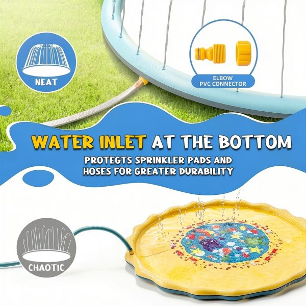 Non-Slip Splash Pad for Kids and Dog, 80" Extra Large Baby Play Mat, Dog Pool Toys, Thicken Sprinkler Pool Summer Outdoor Water Toys for Ages 3-12 Boys Girls, Parent-Kids &Games Fun Backyard (Blue)-4
