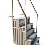 Confer Plastics Step-1X: Sturdy Above Ground Entry System with Dual Handrails and Slip-Resistant Steps, Easy Installation, Supports up to 400 lbs - Proudly Made in USA. Warm Grey with Grey Treads-0