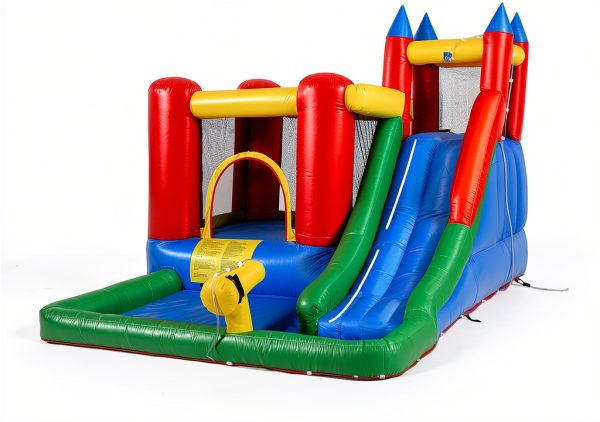 Outsunny 6-in-1 Kids Bounce House Water Slide with Pool & Cannon-6