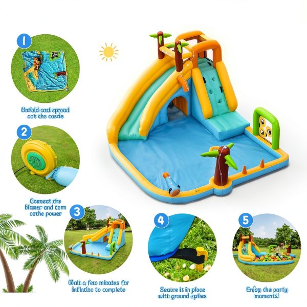 Inflatable Water Slide House 450W Blower 10-in-1 Water Park GYMMALL-7