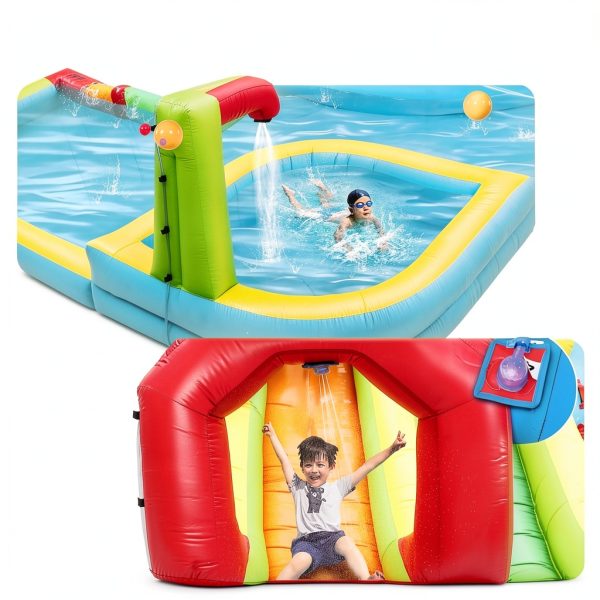 Inflatable Water Slide Park by WELLFUNTIME with Deep Pool 191x157x100-3