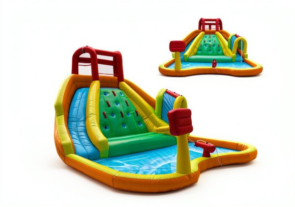 Inflatable Water Double Slides Park, Bounce House with Arched Water Gun Spray, Jumping Castle with Air Blower-5